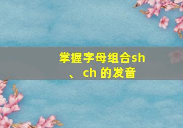 掌握字母组合sh、 ch 的发音